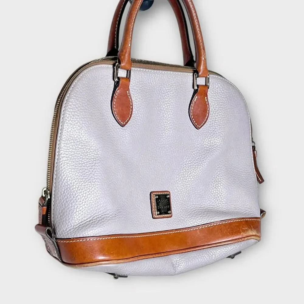 DOONEY & BOURKE Pebbled Grain Leather Zip Satchel Gray Brown Handbag Purse